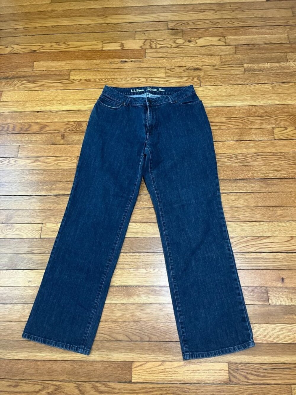 LL Bean Favorite Jeans Curvy Fit Women's Size 12 Tall Dark Wash Blue Denim